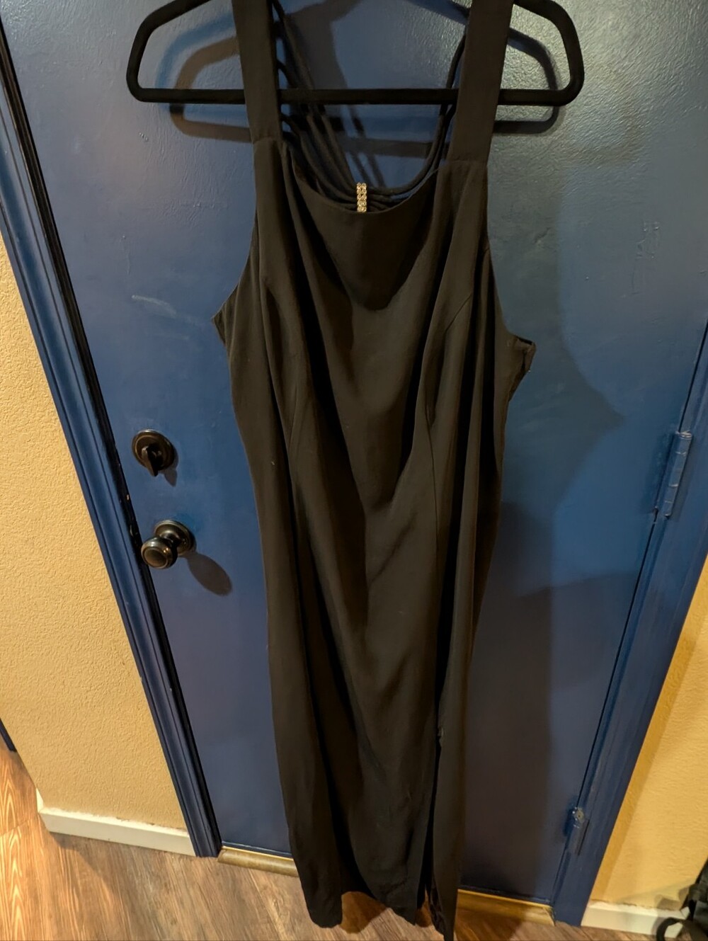 Onyx Nite Size 20 Black Formal Evening Gown Rhinestone Strappy Back